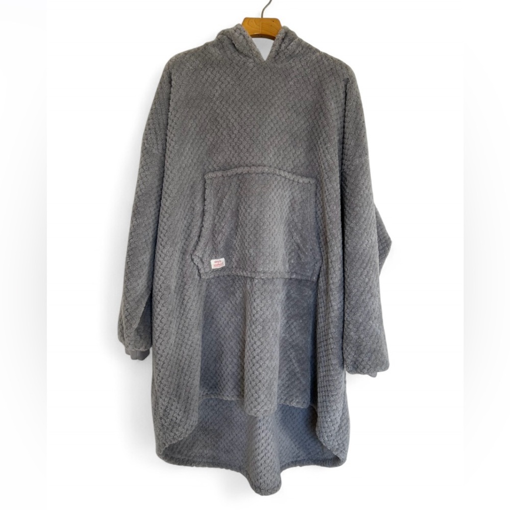 Simply Southern Blue and Gray Plaid Blanket Hoodie